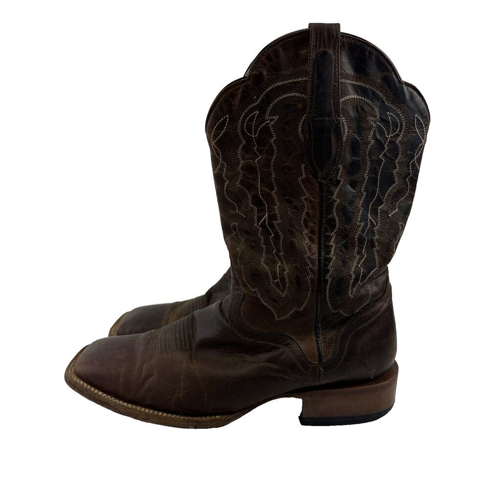 J.B. Dillon Mad Dog Bone Square Toe Boot Goat Leather Brown JBM3208 Western 11.5